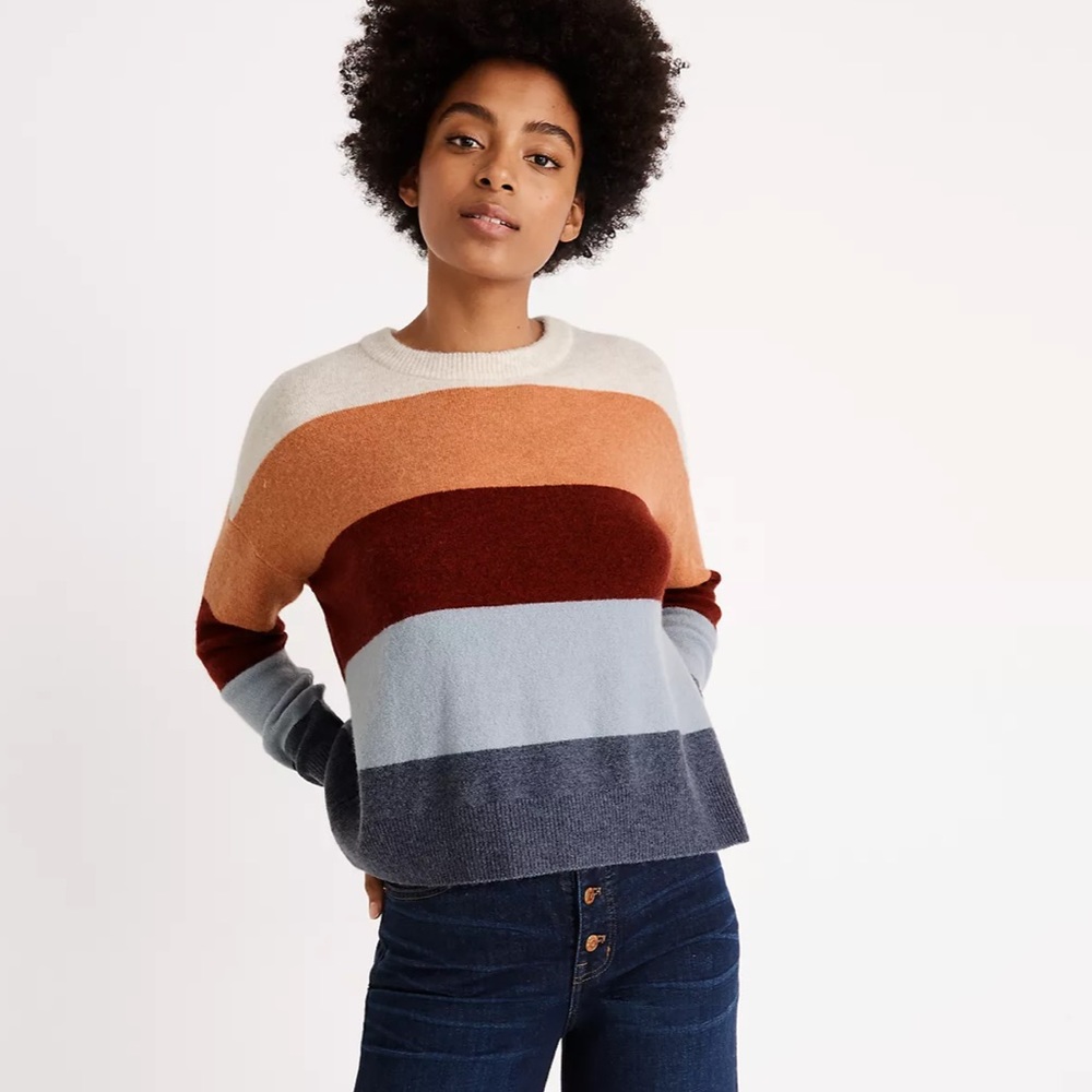 MADEWELL Crofton Oversized Striped Pullover Sweater in Coziest Yarn Size XXS - Picture 2 of 10